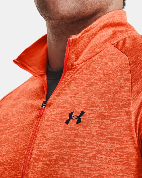 Herren UA Tech™ Shirt mit ½-Zip, langärmlig, Orange, pdpMainDesktop image number 3